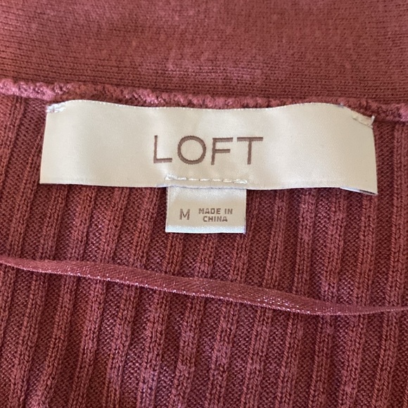 LOFT Ribbed Open Front Cardigan. Size M. Rose colored. Long sleeve. - Picture 10 of 13